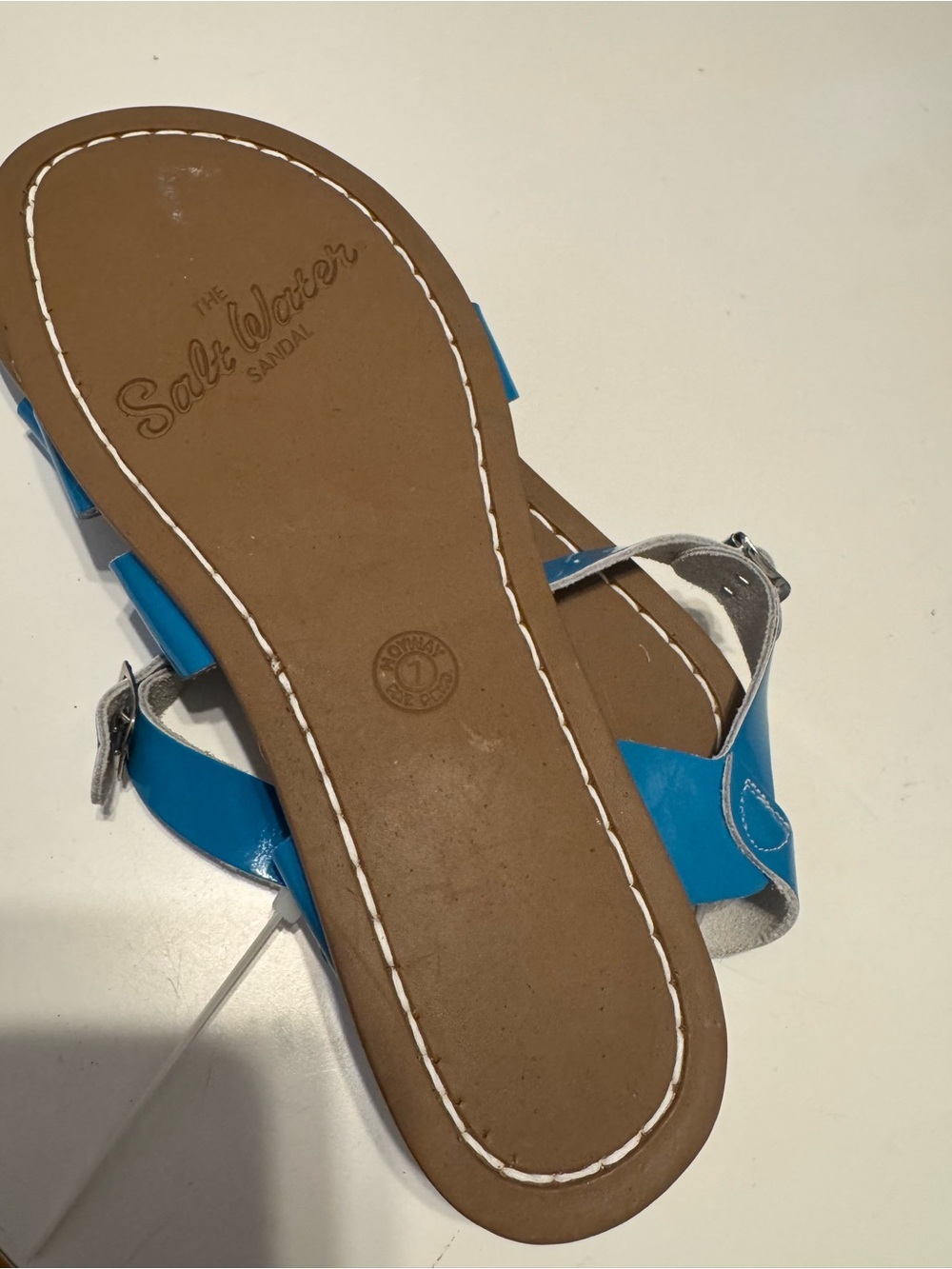Patent Strappy Blue Women's Sandals with Ankle Buckle - Picture 2 of 8